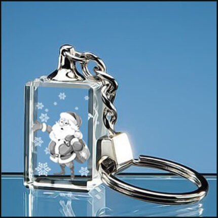 Crystal Keychain And Lanyard Santa Clause Christmas Led Light Keychain