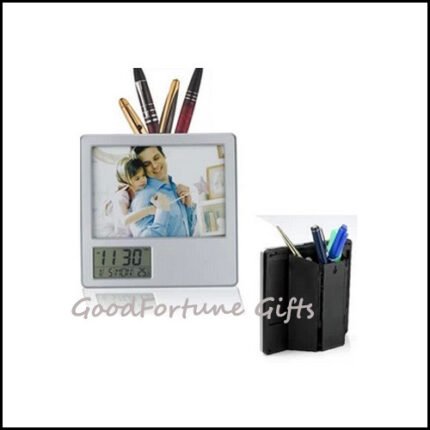 Multi-functional Desk Fold Calendar Time Temperature Pen Holder With Photo Frame