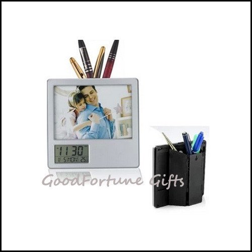 Multi-functional Desk Fold Calendar Time Temperature Pen Holder With Photo Frame Multi-functional Desk Fold Calendar Time Temperature Pen Holder With Photo Frame