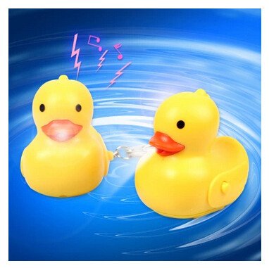 New Creative Gift Cartoon Animal Yellow Duck Led Light Keychain Keyrings With Sound