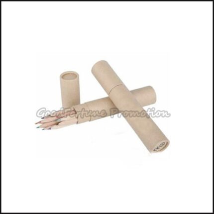 Printed Logo Eco Coloured Wood 12pcs Set Pencil With Kraft Box Case For School