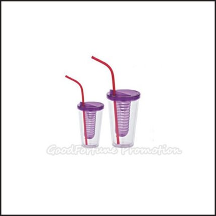 spiral printed logo plastic fruit tumbler mug water drink cup bottle with straw