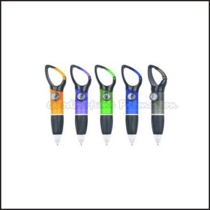 Sturdy Customed Printed Logo Carabiner Pen With Compass For Outdoor Events